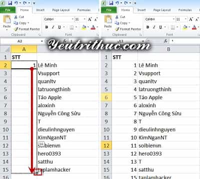 Cách đánh số thứ tự trong Excel 2