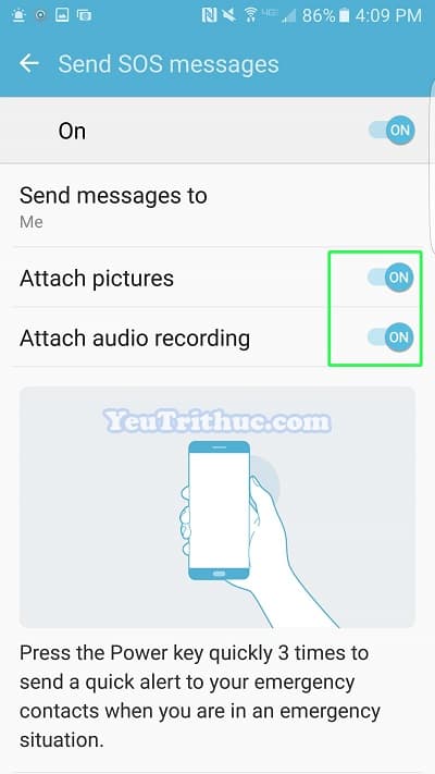 Cách bật tin nhắn khẩn cấp Send SOS Messages trên Galaxy S7, S7 Edge 12