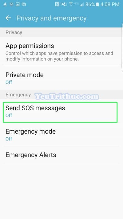 Cách bật tin nhắn khẩn cấp Send SOS Messages trên Galaxy S7, S7 Edge 4
