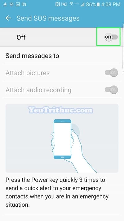 Cách bật tin nhắn khẩn cấp Send SOS Messages trên Galaxy S7, S7 Edge 5